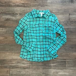 Ambience Apparel Turquoise Flannel Button-down